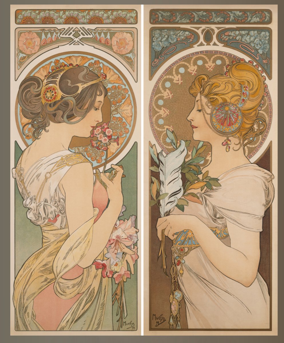 G. LAPORTE, Aquarelle "LA PLUME" d'après Alfons MUCHA-photo-5