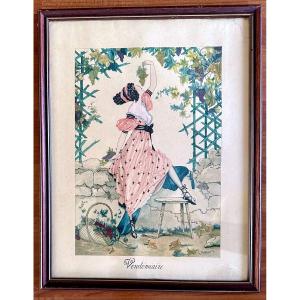 "DURIEUX, Aquarelle Vendémiaire"