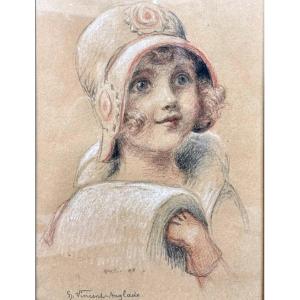 VINCENT-ANGLADE Henri, Portrait de jeune fille