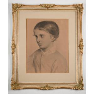 According To Josef Kriehuber, Drawing, Young Schoolboy, Late 19th Century.