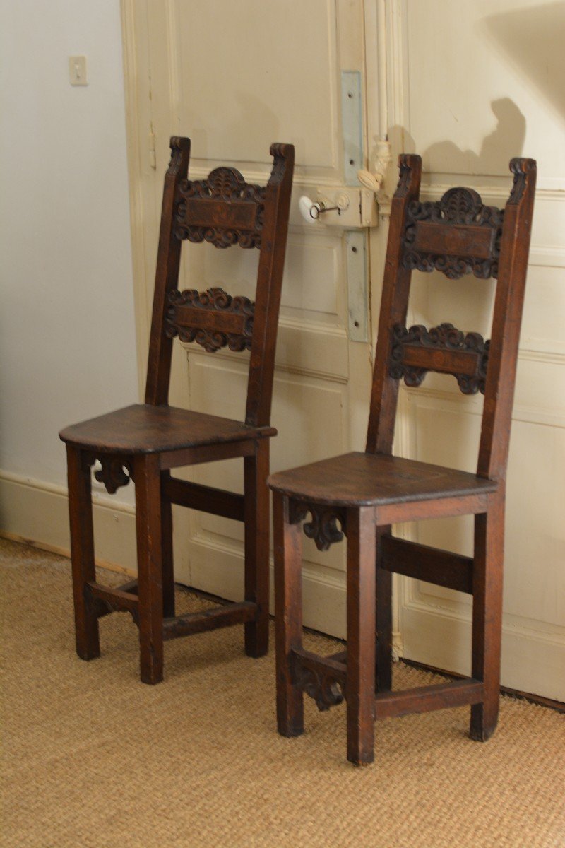 Pair Of XVIIth Century Lombardy Chairs