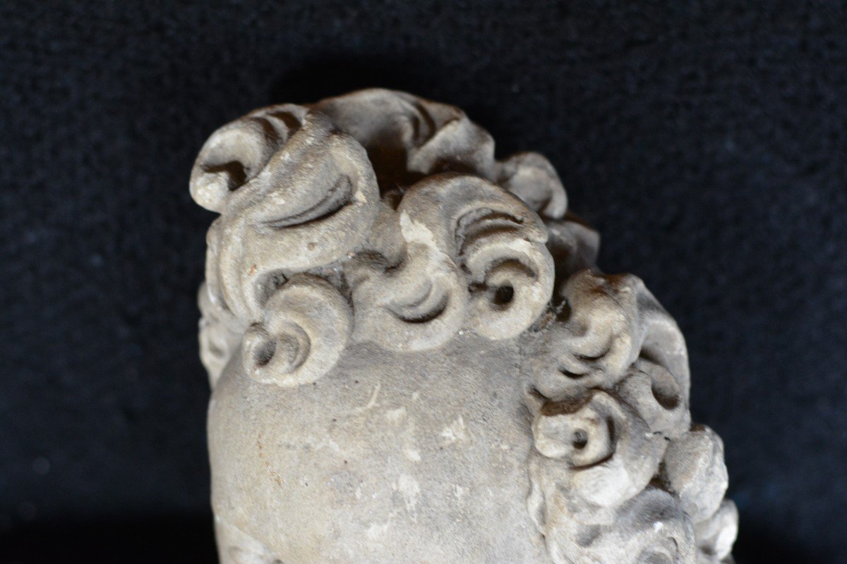 Head Of Putto In Stone 16th Century-photo-3