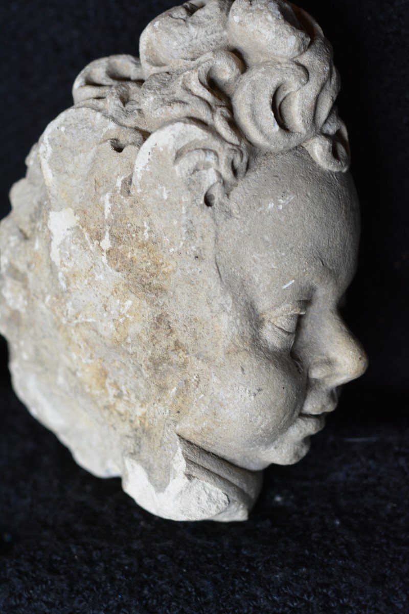 Head Of Putto In Stone 16th Century-photo-1