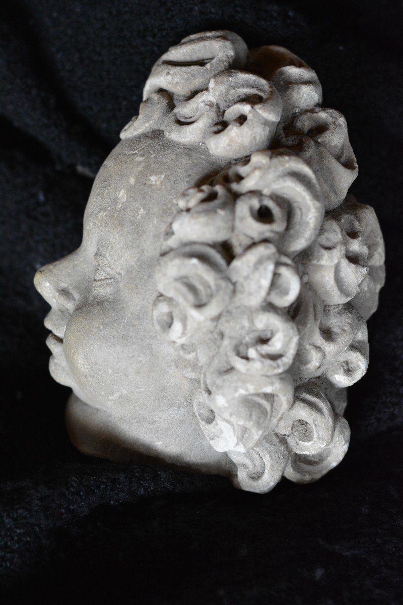 Head Of Putto In Stone 16th Century-photo-3