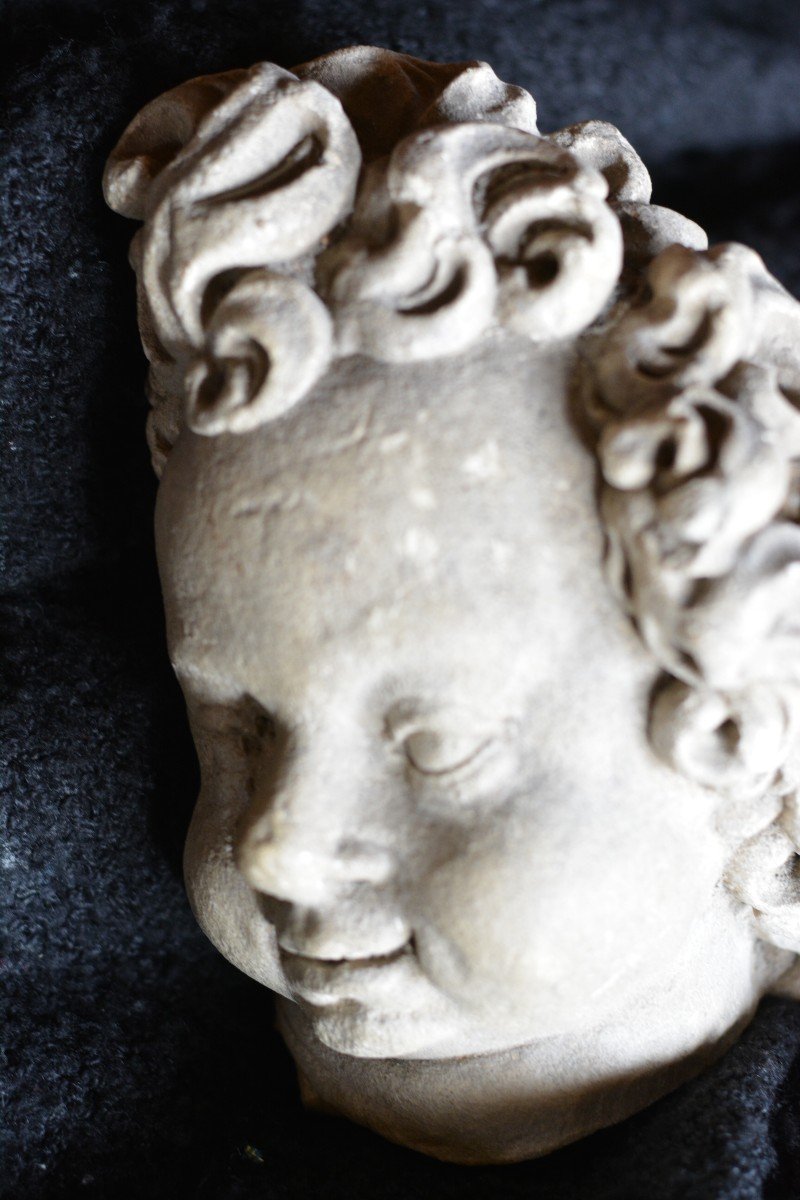 Head Of Putto In Stone 16th Century-photo-4