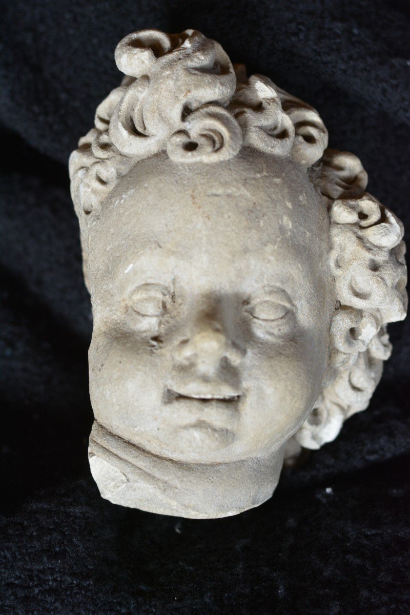 Head Of Putto In Stone 16th Century-photo-7