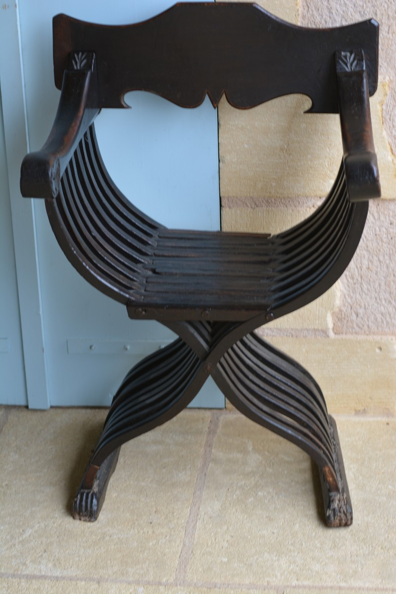 Deux fauteuils dits Savonarole XVIème siècle-photo-3