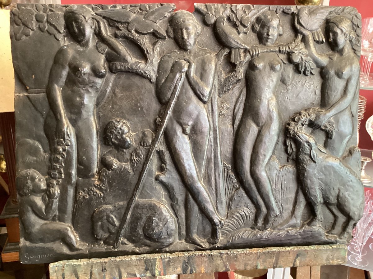 Fernand Guignier 1902-1980 Plaster From The 1930s Representing The "4 Seasons"-photo-1