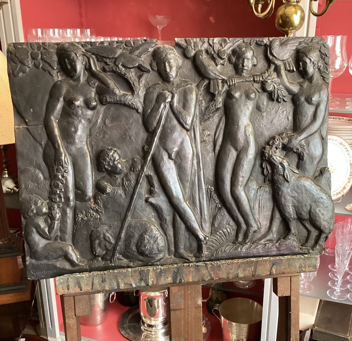 Fernand Guignier 1902-1980 Plaster From The 1930s Representing The "4 Seasons"