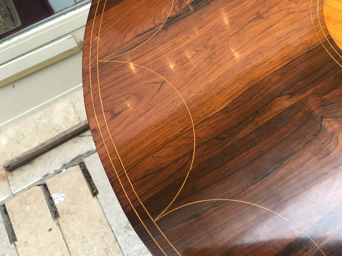 Library Pedestal Table In Mahogany Veneer, Decorated With 19th Century Lemon Tree Net-photo-2