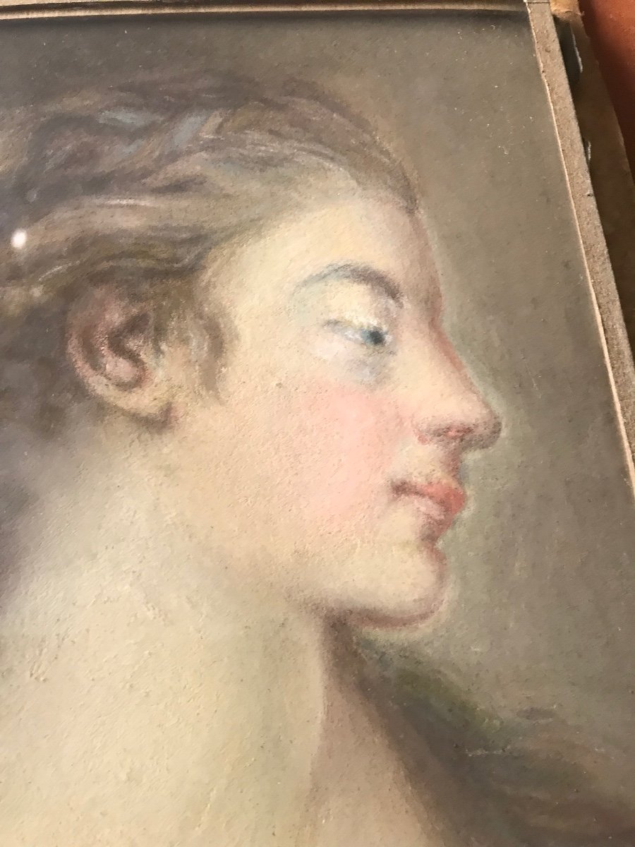 Pastel From The 18th Century From A Mounted Pair -photo-4