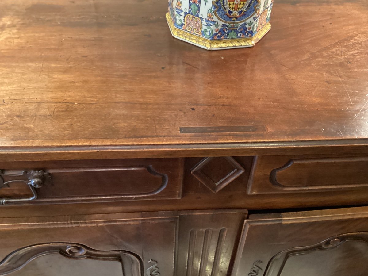 Low Sideboard End Of XVIIIth Century In Walnut 2 Doors 4 Drawers-photo-6