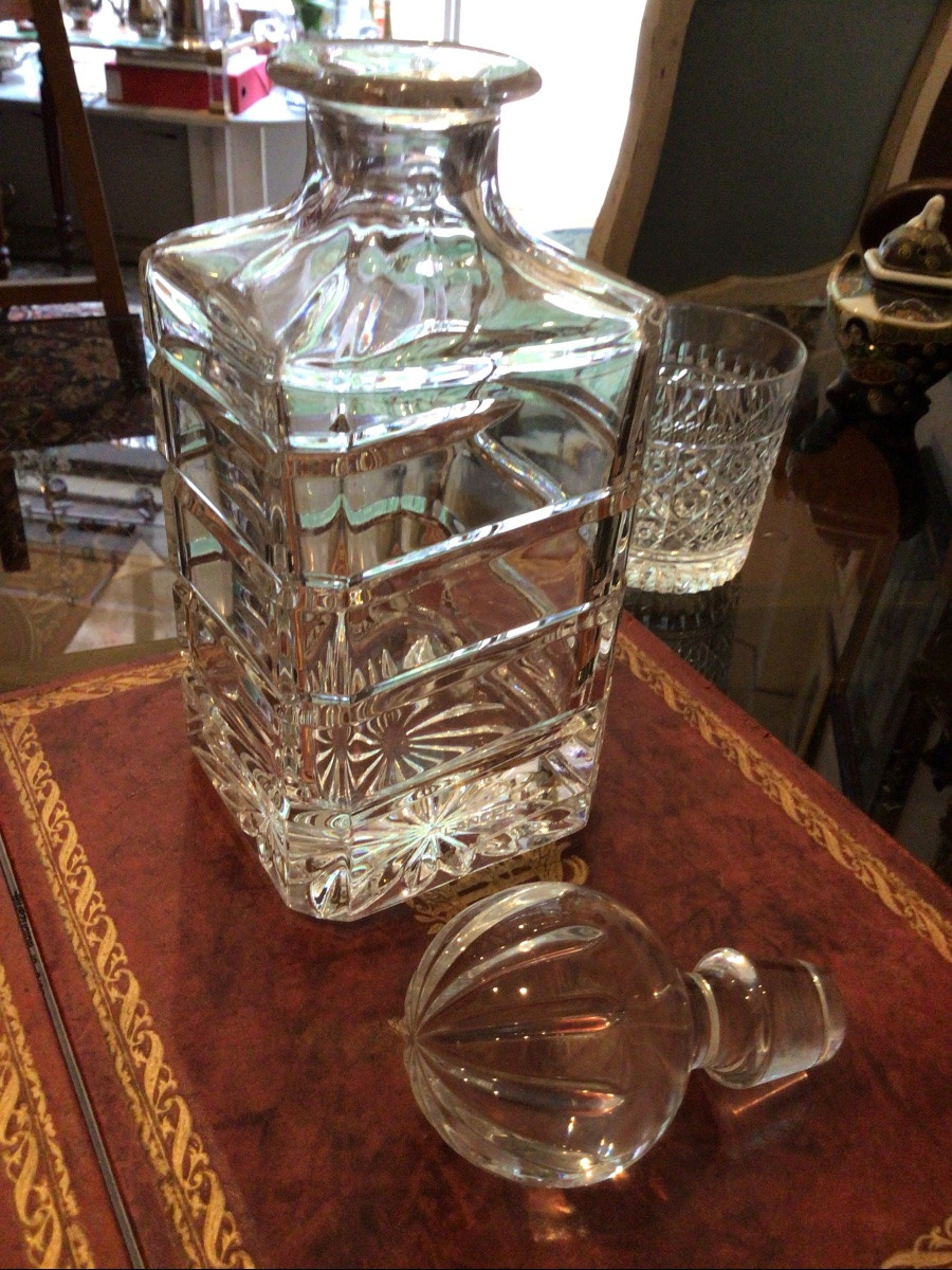 Clear Crystal Whiskey Decanter For Lancel Paris Possibly From Cristallerie Saint Louis-photo-2