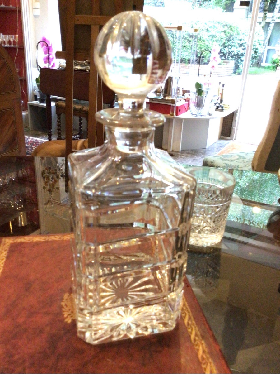 Clear Crystal Whiskey Decanter For Lancel Paris Possibly From Cristallerie Saint Louis-photo-8