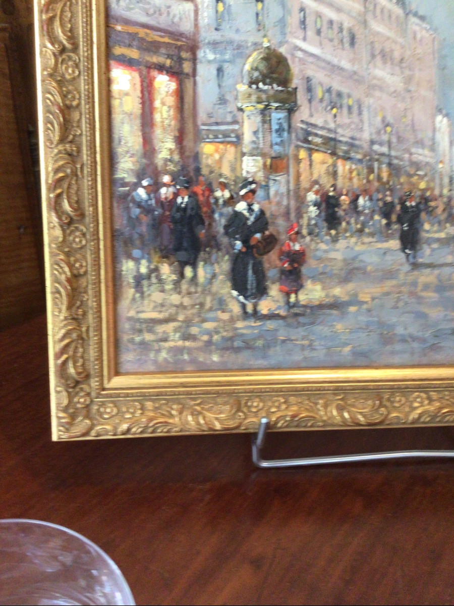 Huile Sur Carton, Signée,paris  « les Grands Boulevards «  Vers 1900  -photo-2