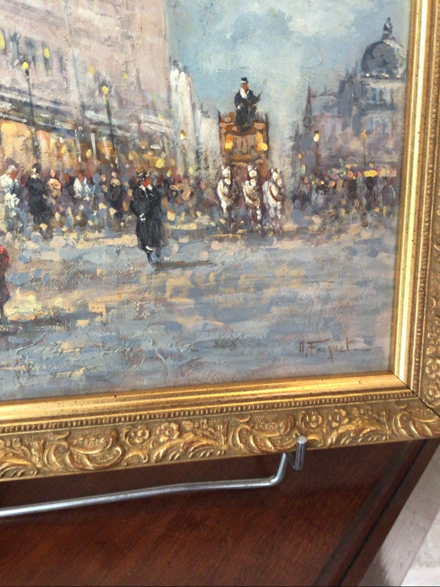 Huile Sur Carton, Signée,paris  « les Grands Boulevards «  Vers 1900  -photo-3