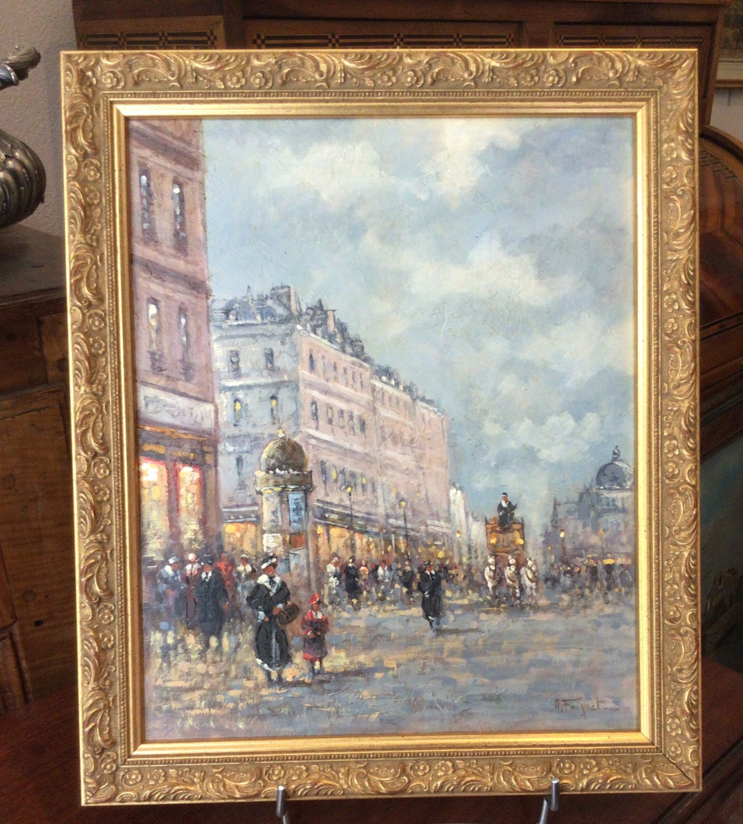 Huile Sur Carton, Signée,paris  « les Grands Boulevards «  Vers 1900  