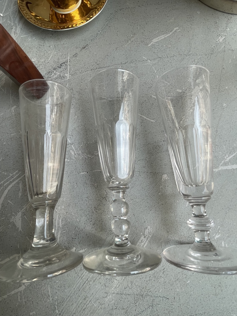 Baccarat  18  Flutes Clermont Model , Unsigned As They Are From The End Of The 19th Century-photo-2