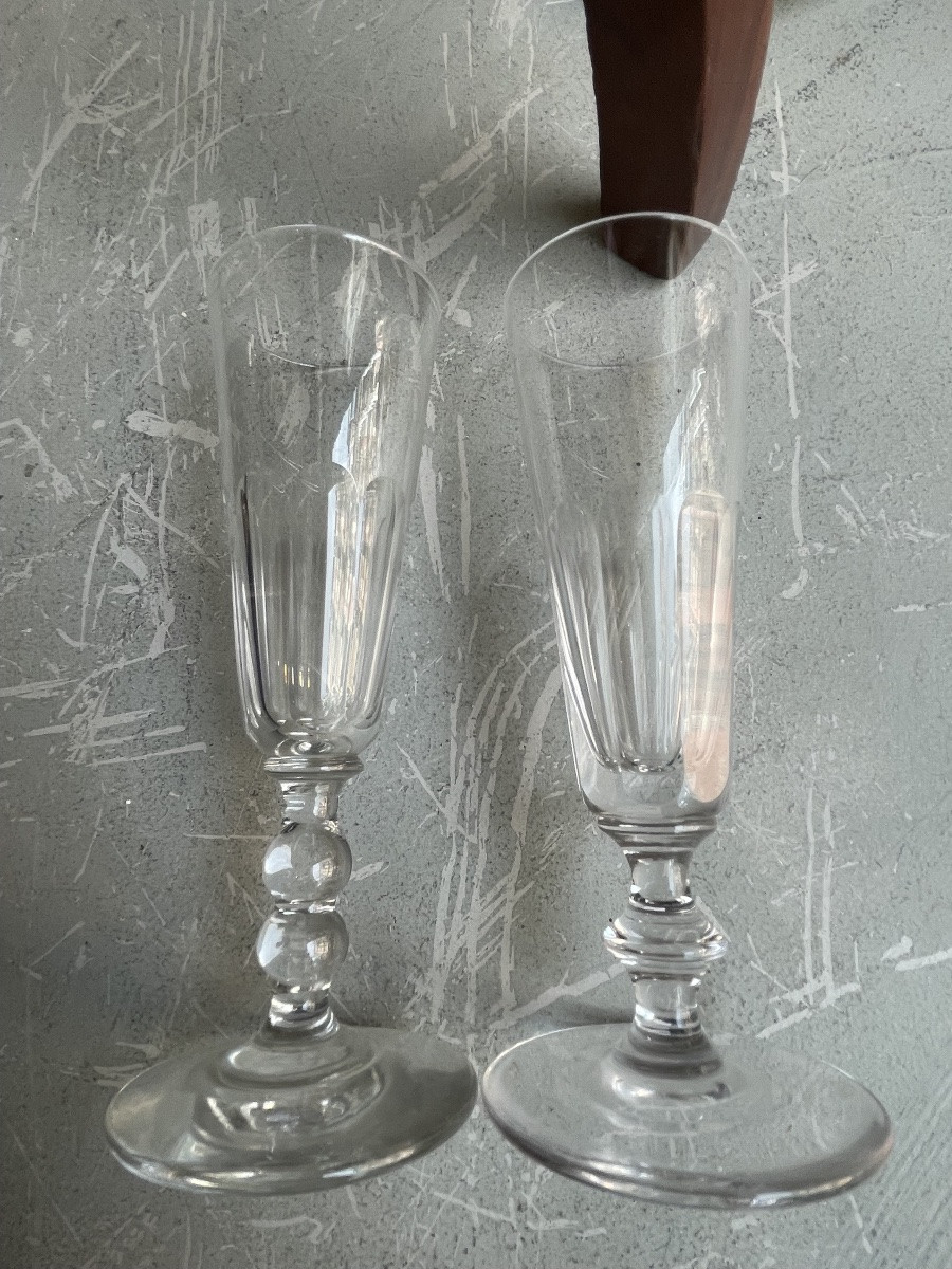 Baccarat  18  Flutes Clermont Model , Unsigned As They Are From The End Of The 19th Century-photo-5
