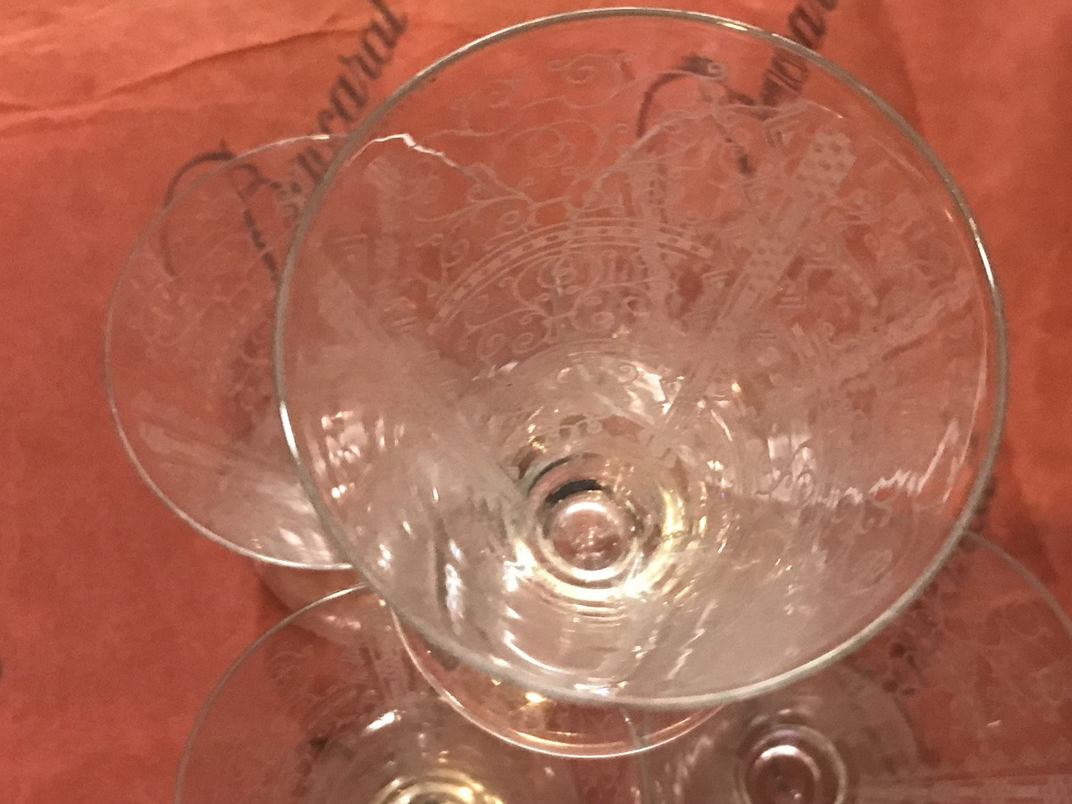 Baccarat suite de 7 verres modèle Lido tous estampillés sauf 1-photo-2