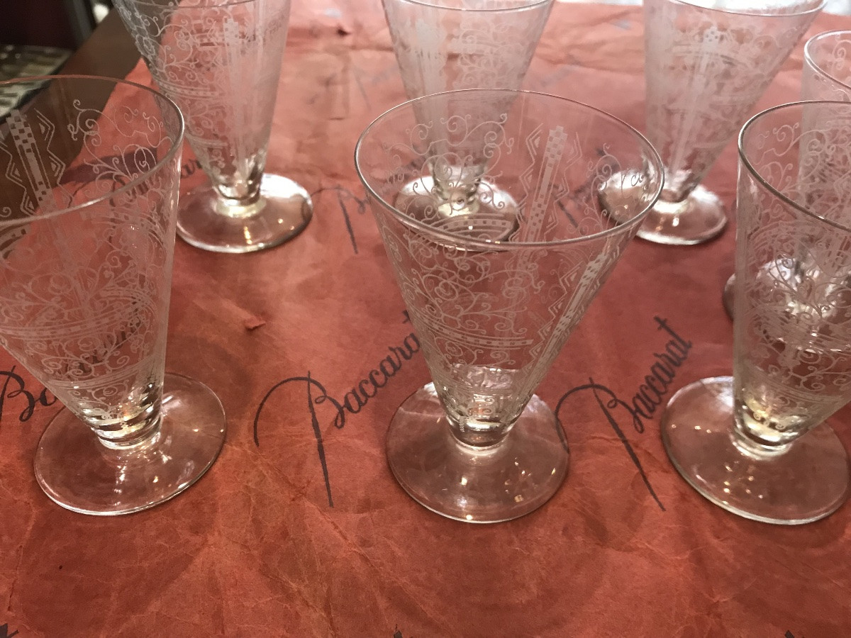 Baccarat suite de 7 verres modèle Lido tous estampillés sauf 1-photo-5