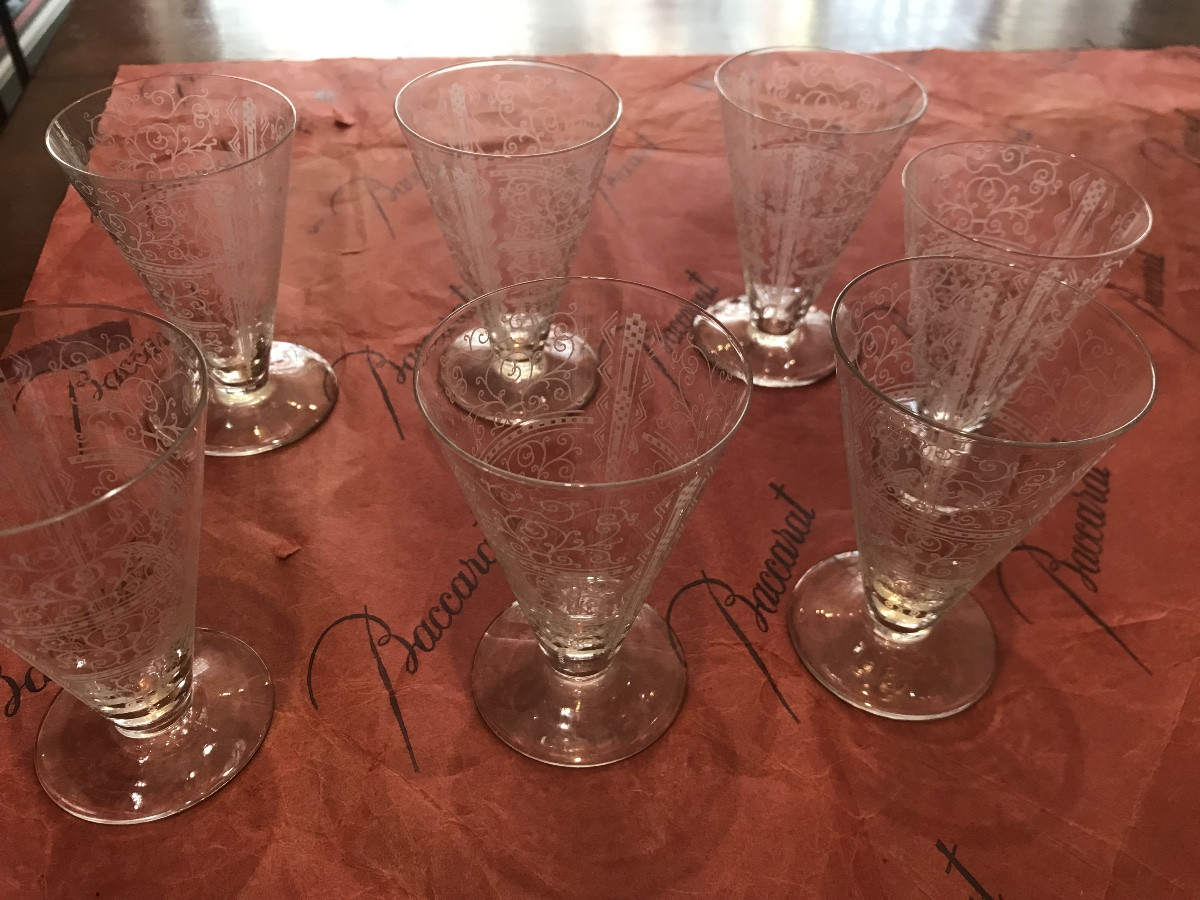 Baccarat suite de 7 verres modèle Lido tous estampillés sauf 1-photo-6