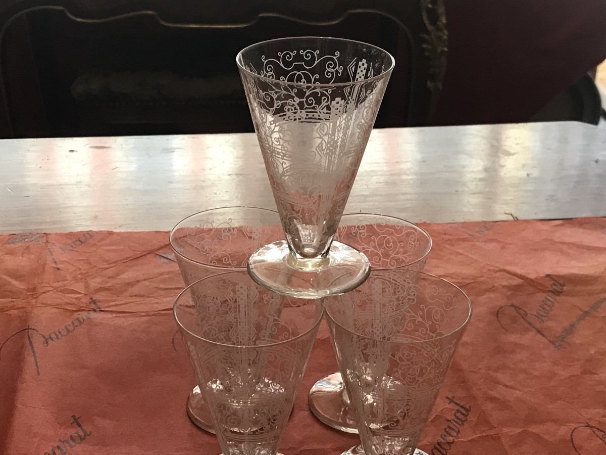 Baccarat suite de 7 verres modèle Lido tous estampillés sauf 1-photo-7