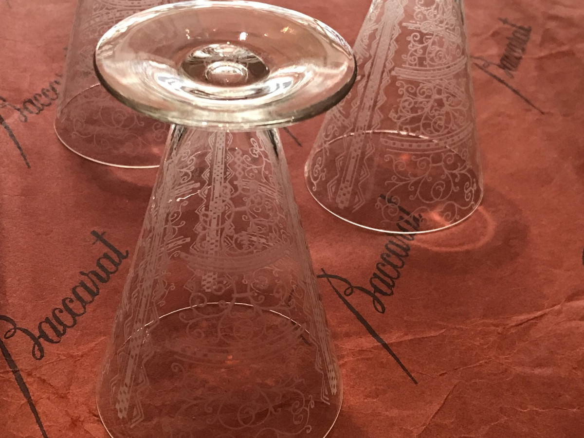 Baccarat suite de 7 verres modèle Lido tous estampillés sauf 1-photo-8