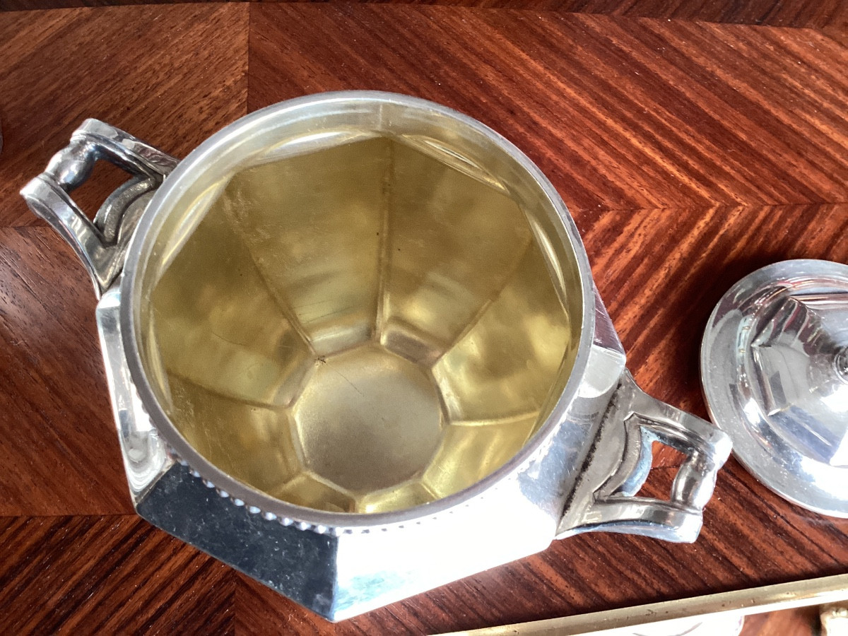 Christofle For Galia Tea And Coffee Service Of Three Pieces In Silver Metal Art Deco Style-photo-4