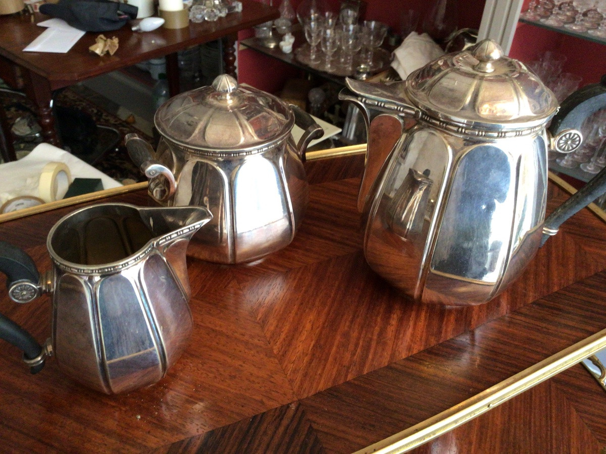 Gallia 3-piece Silver-plated Coffee Set (selfish) With Hallmarks -photo-4