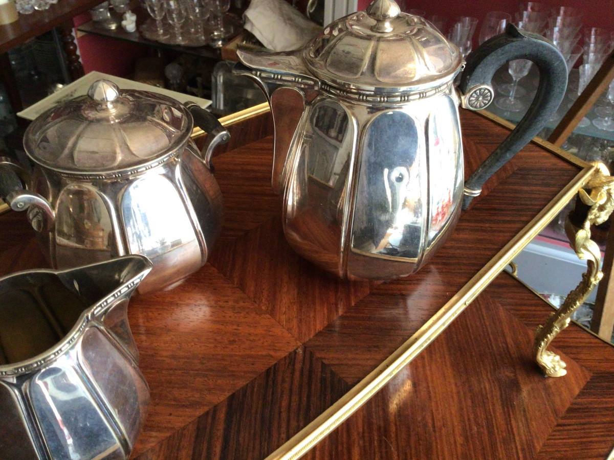 Gallia 3-piece Silver-plated Coffee Set (selfish) With Hallmarks -photo-7