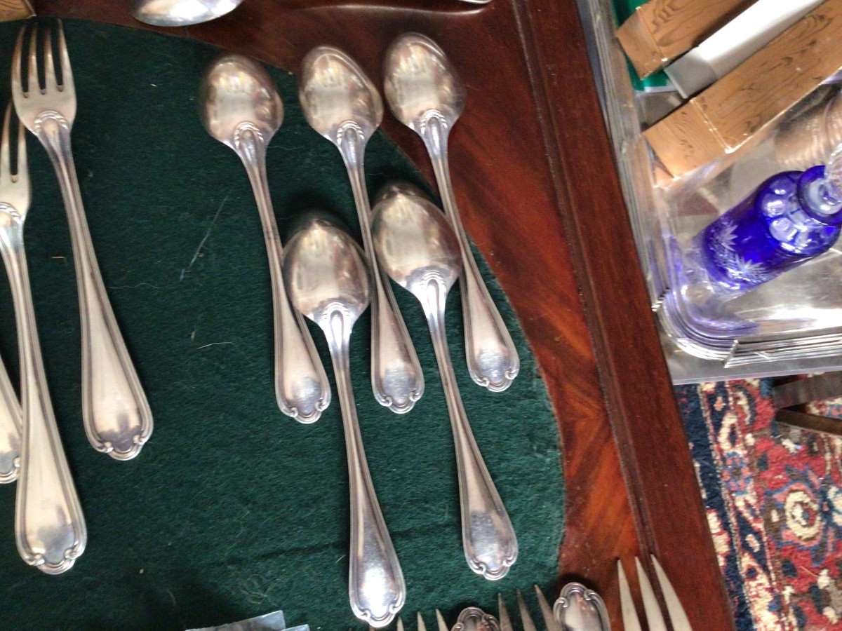 Partie de ménagère Ercuis modèle Sully de 73 pièces  en métal argenté -photo-2