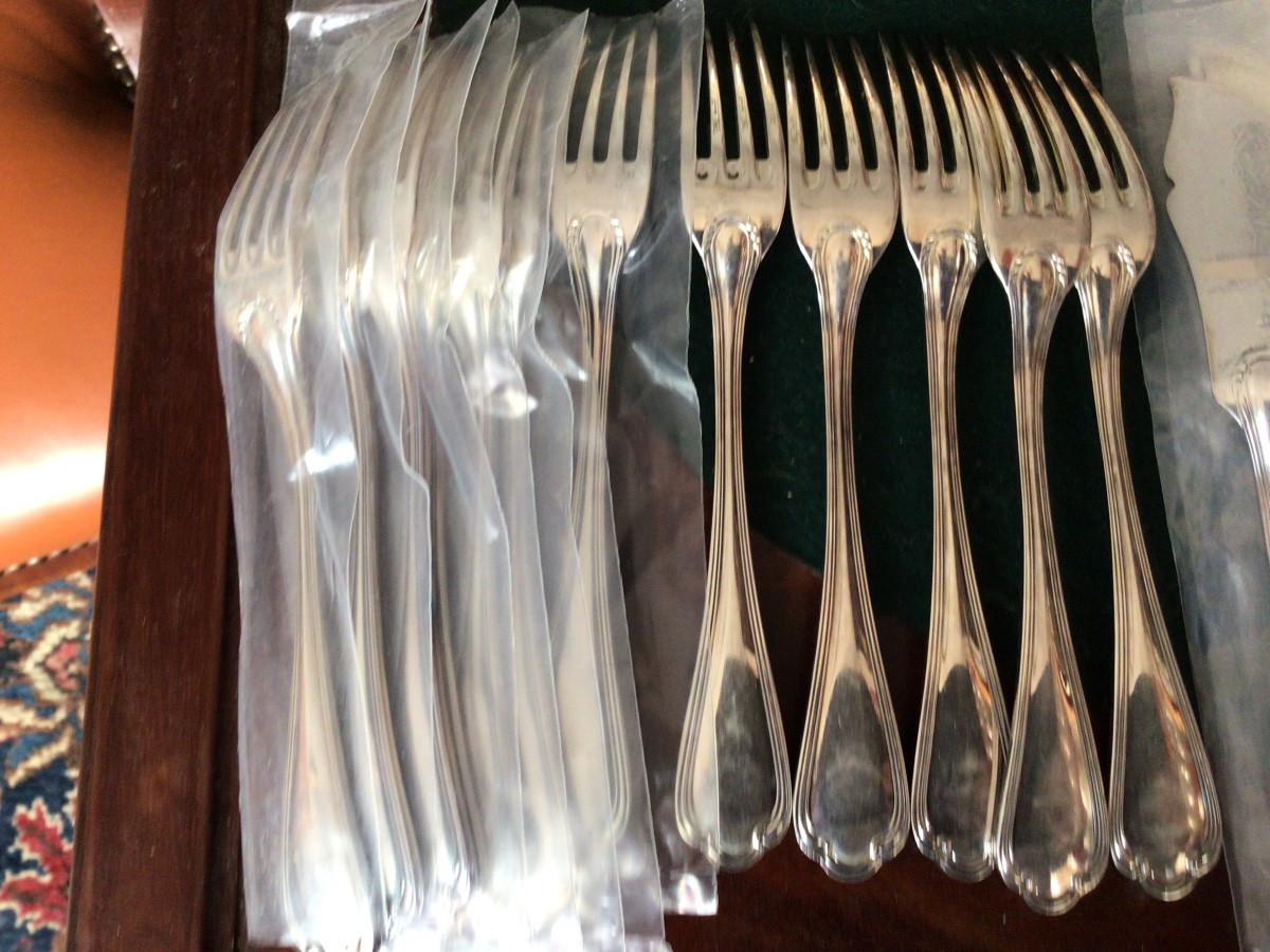 Partie de ménagère Ercuis modèle Sully de 73 pièces  en métal argenté -photo-5