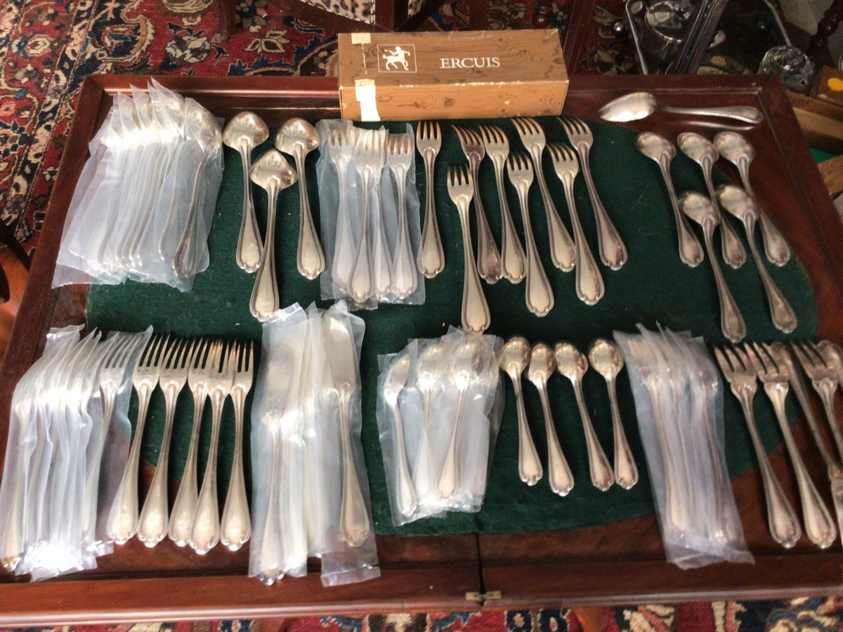 Partie de ménagère Ercuis modèle Sully de 73 pièces  en métal argenté -photo-7