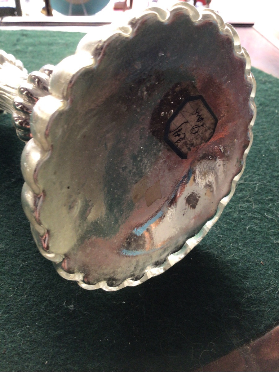 Paire de bougeoirs en verre eglomise d’époque Louis Philippe-photo-4