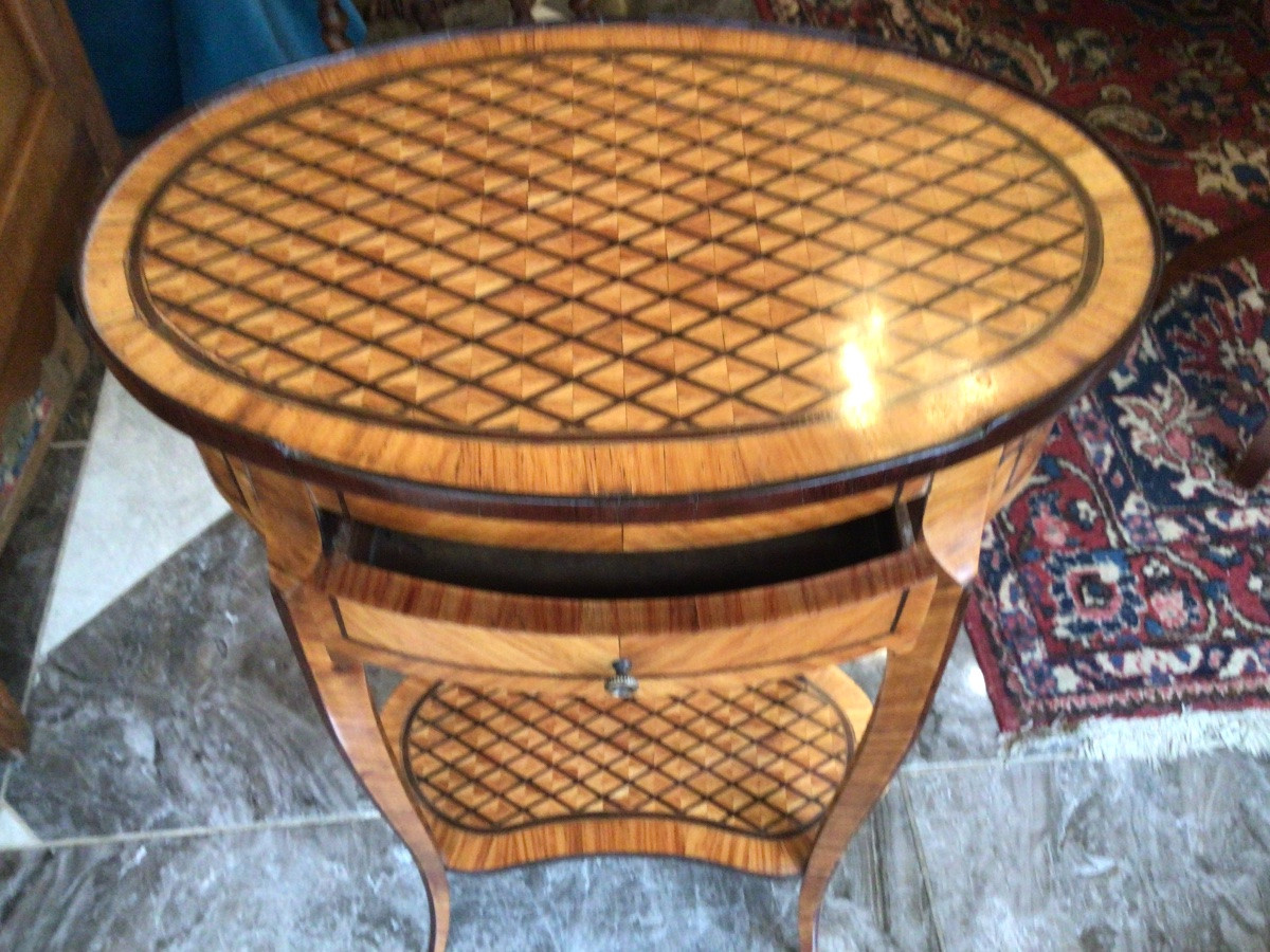 Table de salon en marqueterie fin XIX eme-photo-4