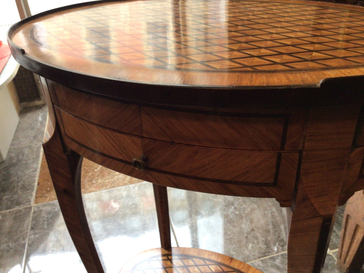 Table de salon en marqueterie fin XIX eme-photo-3