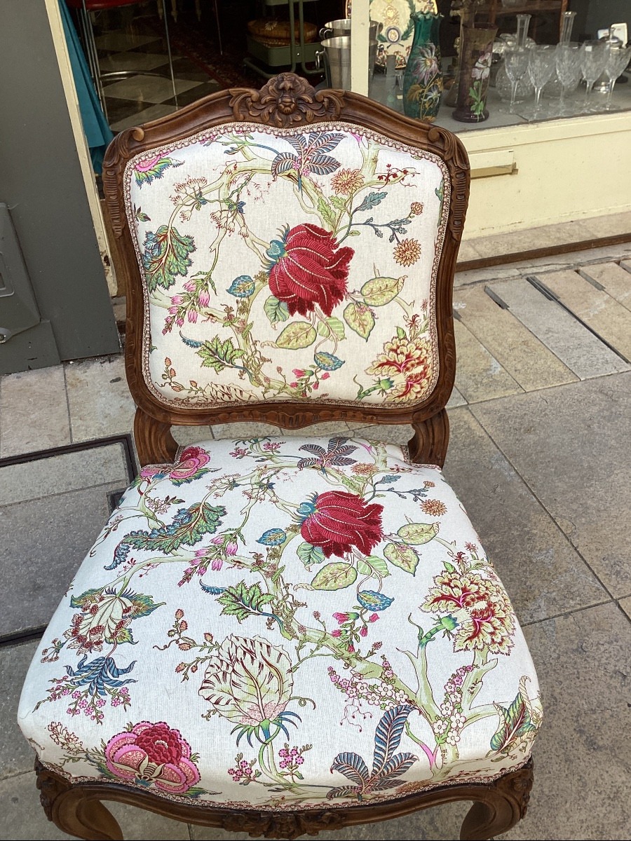 Paire de chaises de style Louis XV en noyer, parfait etat -photo-2