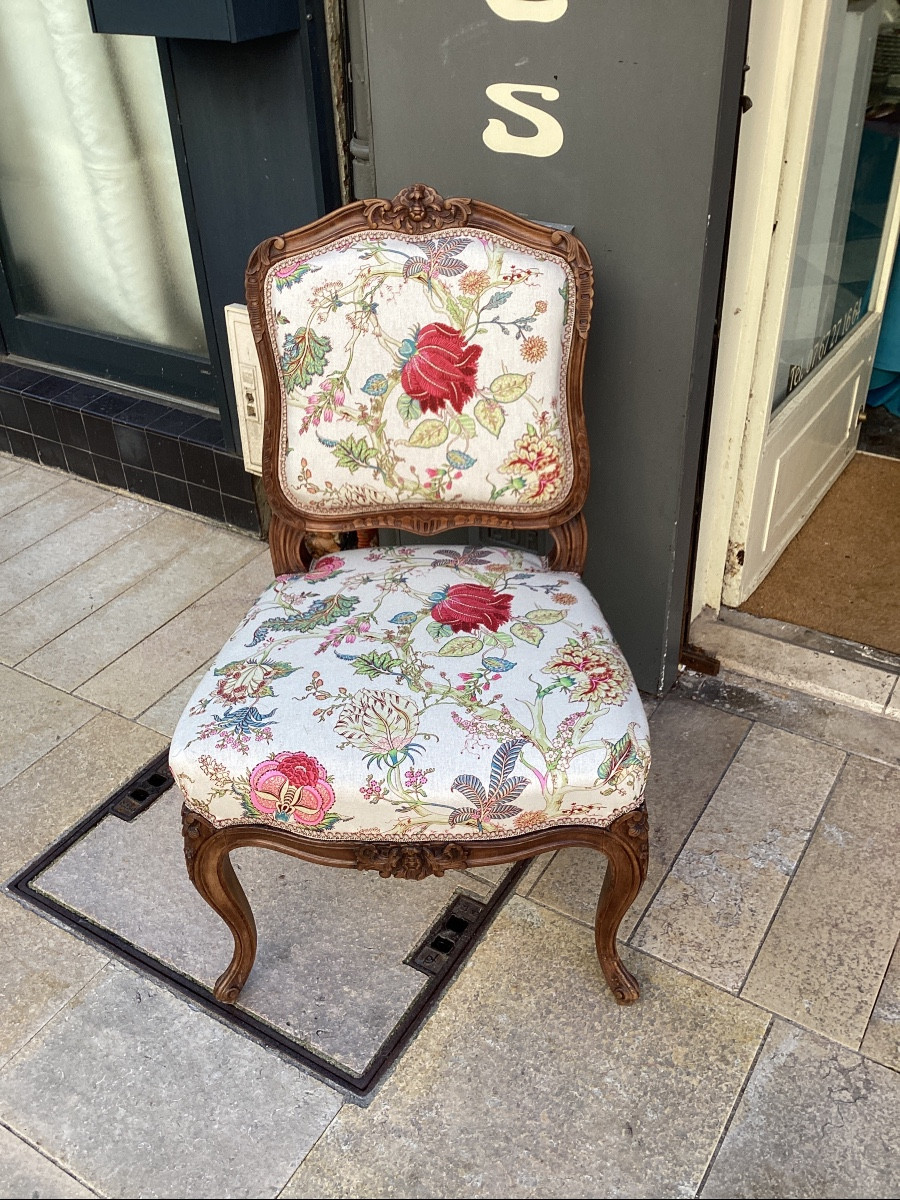 Paire de chaises de style Louis XV en noyer, parfait etat -photo-2