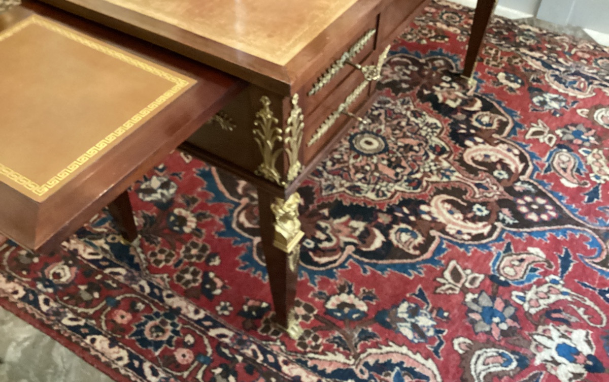 Empire Style Flat Desk In Mahogany And Mahogany Veneer With Rich Bronze Decoration-photo-3