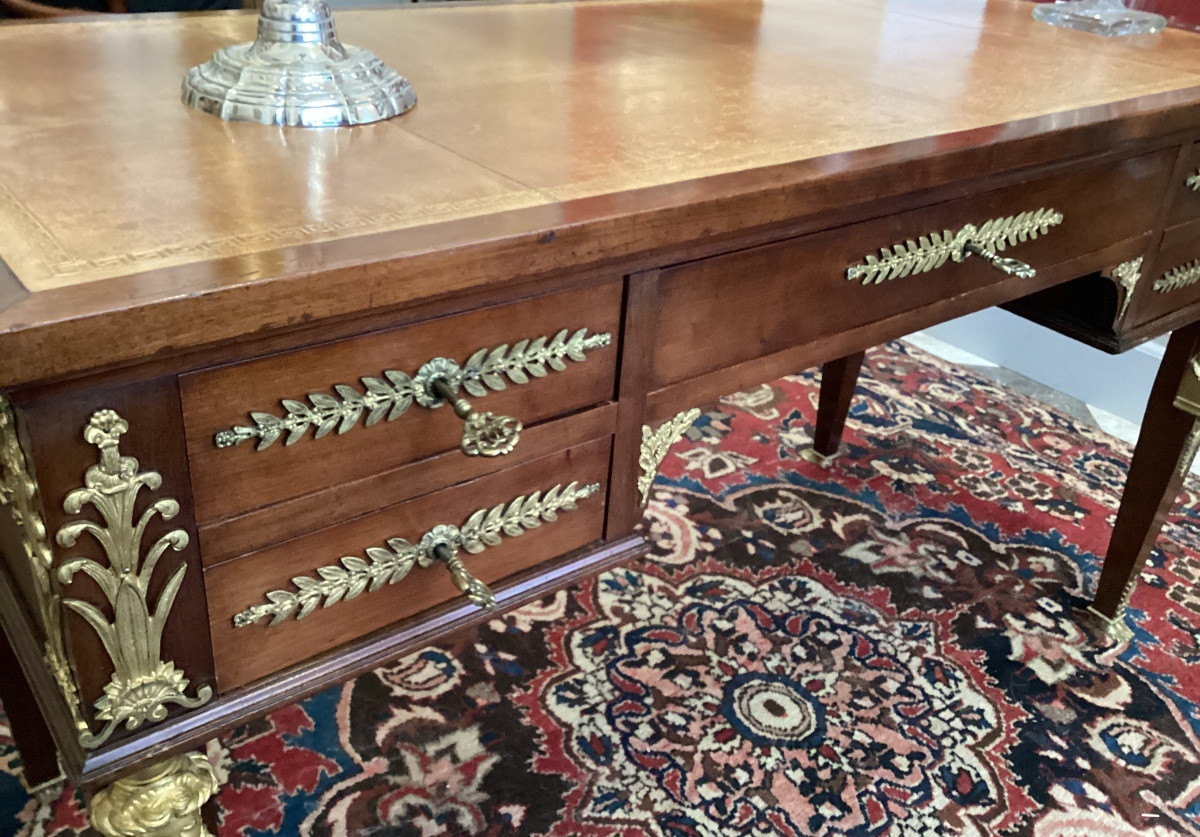 Empire Style Flat Desk In Mahogany And Mahogany Veneer With Rich Bronze Decoration-photo-4