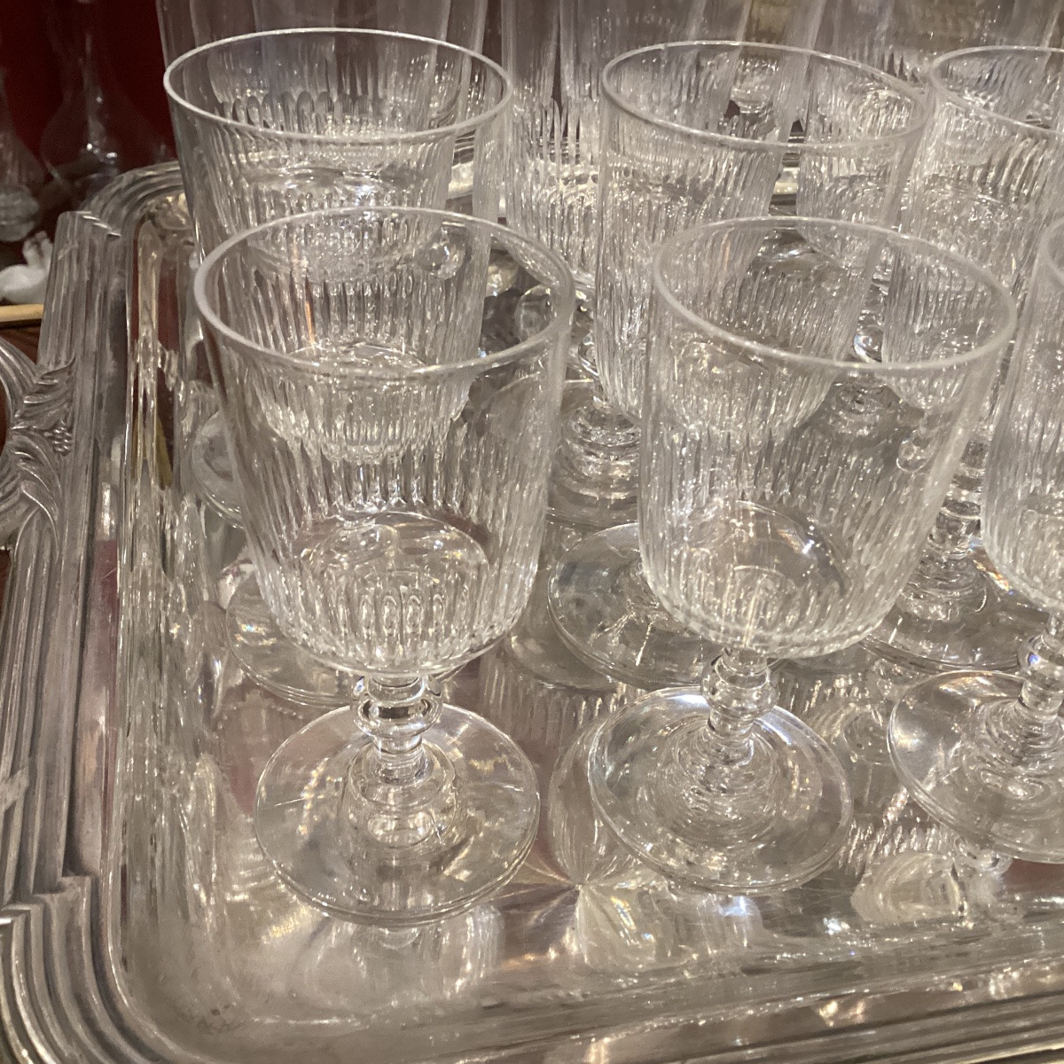 Baccarat Set Of 29 Crystal Glasses, Too Old To Be Signed.-photo-2