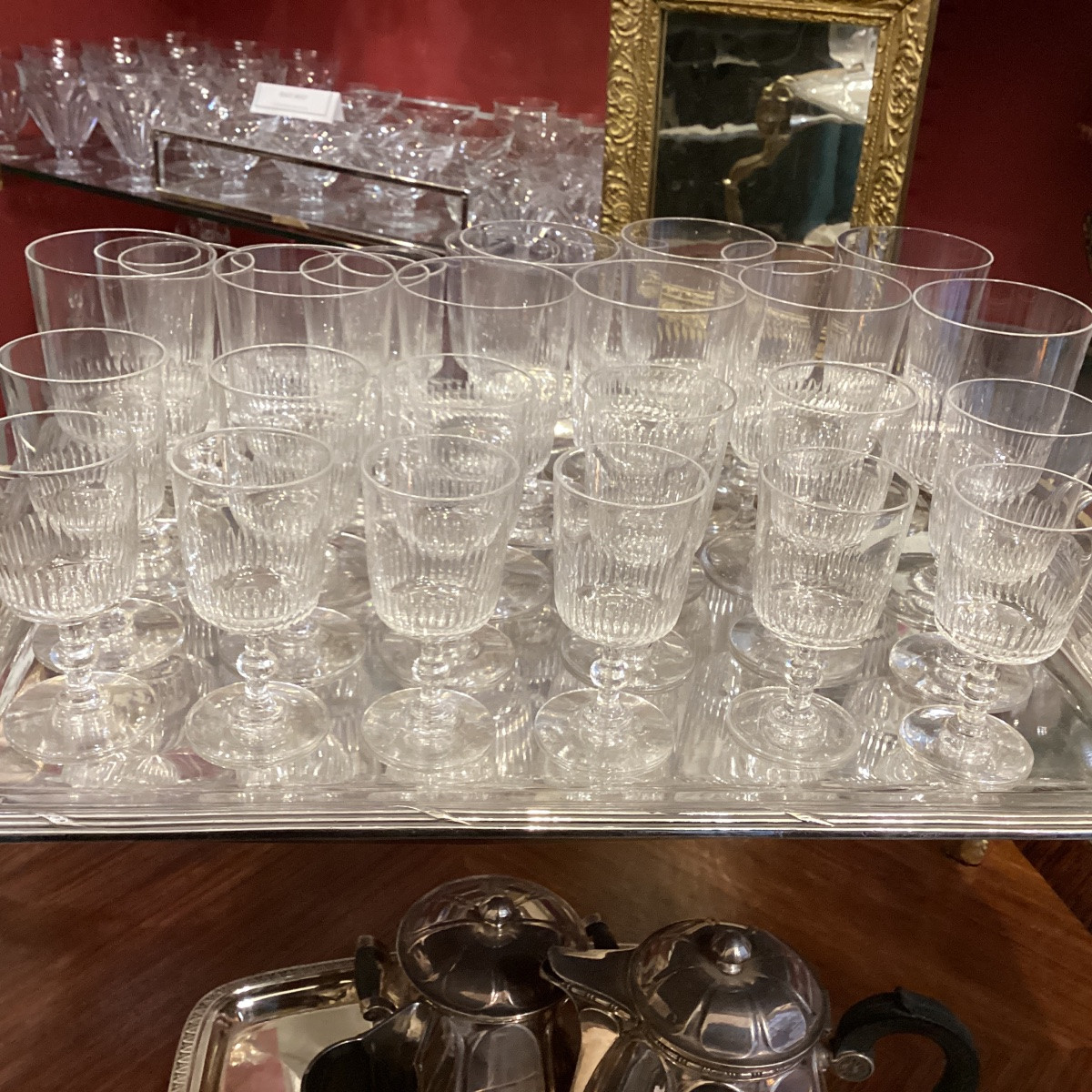 Baccarat Set Of 29 Crystal Glasses, Too Old To Be Signed.-photo-3
