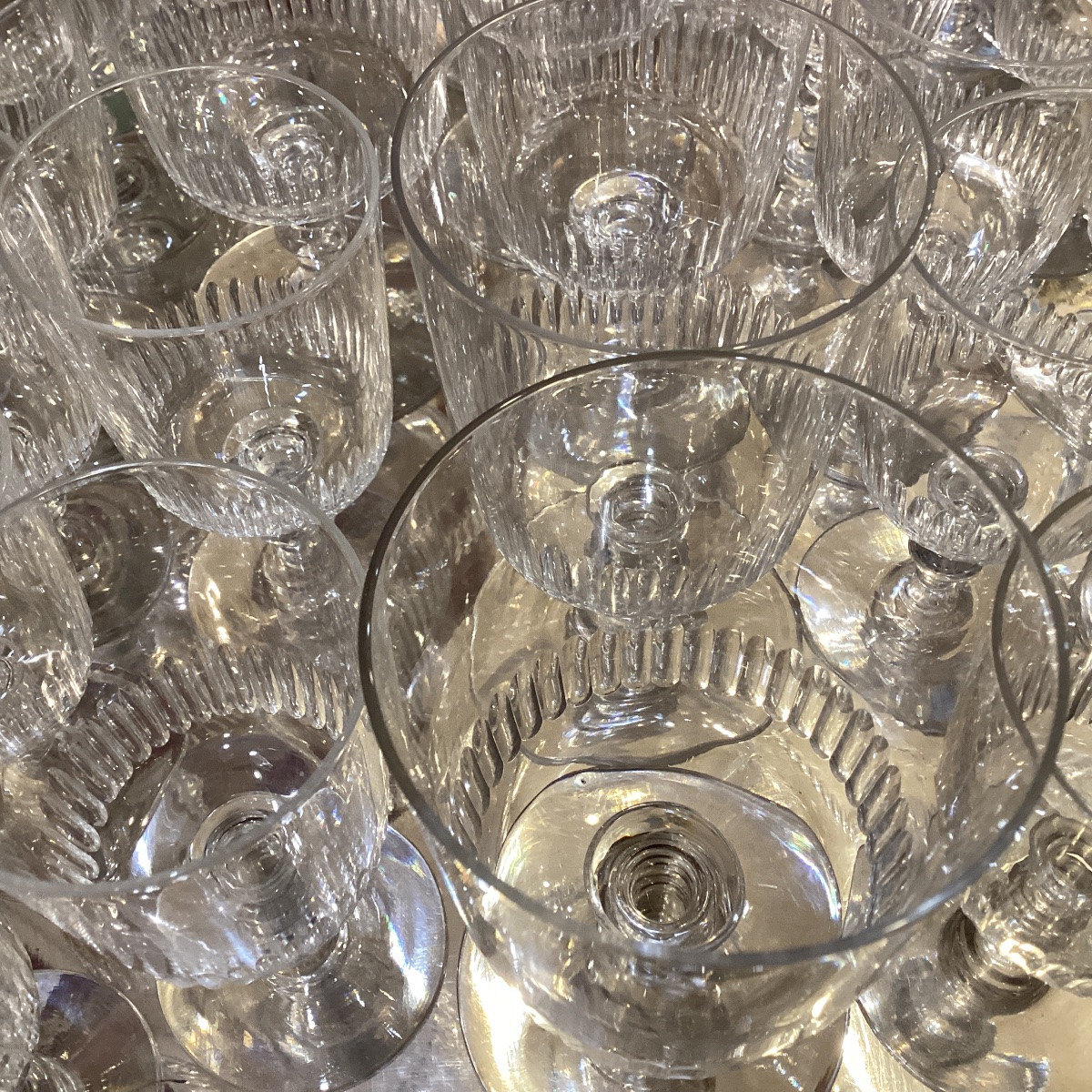 Baccarat Set Of 29 Crystal Glasses, Too Old To Be Signed.-photo-8