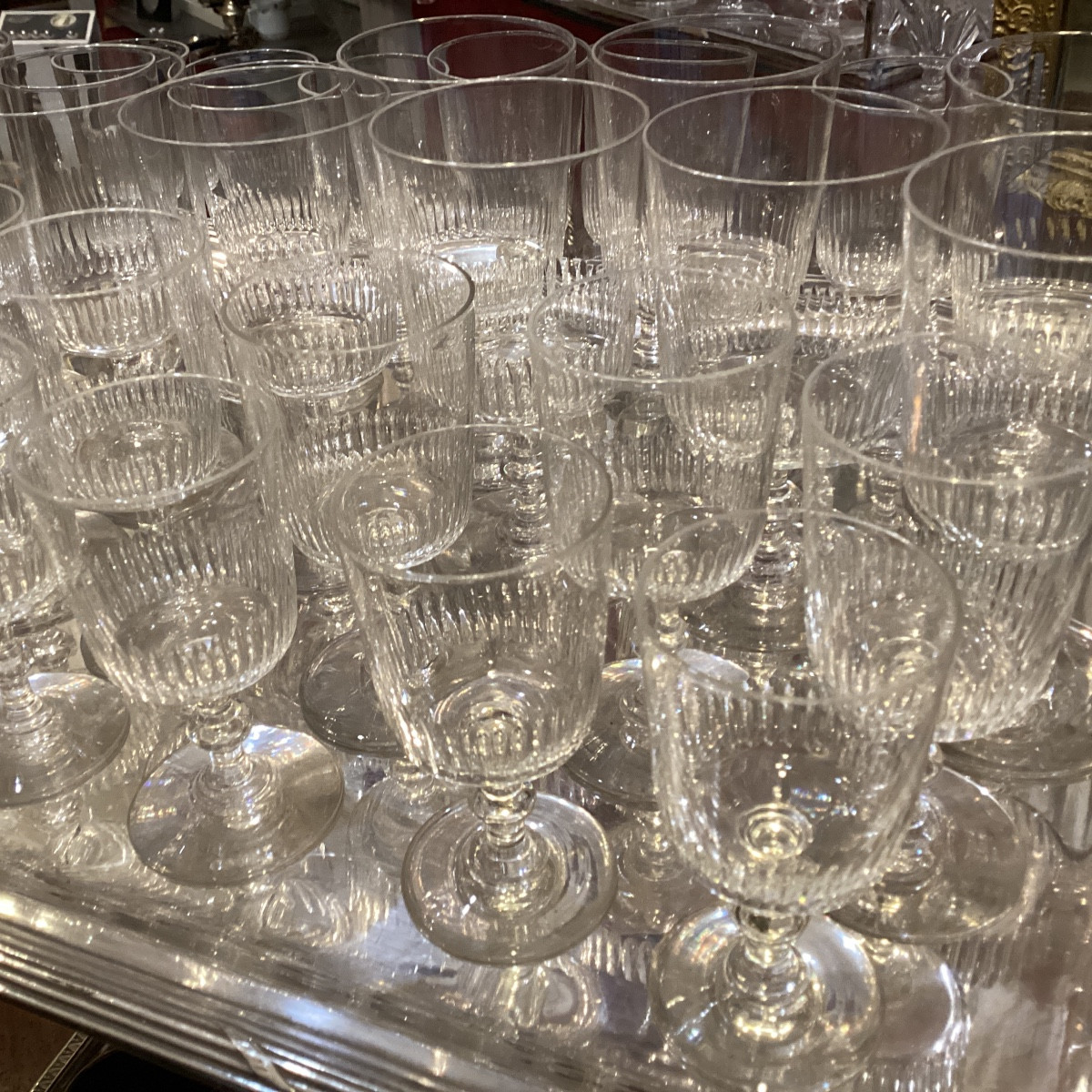 Baccarat Set Of 29 Crystal Glasses, Too Old To Be Signed.