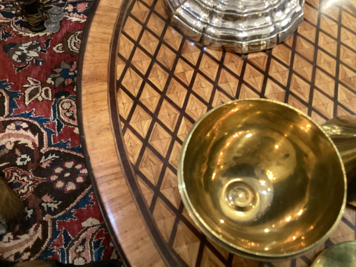 Chalice And Its Host Box In Silver (only The Cup Is Silver), The Whole Set In Gold-plated Metal-photo-3