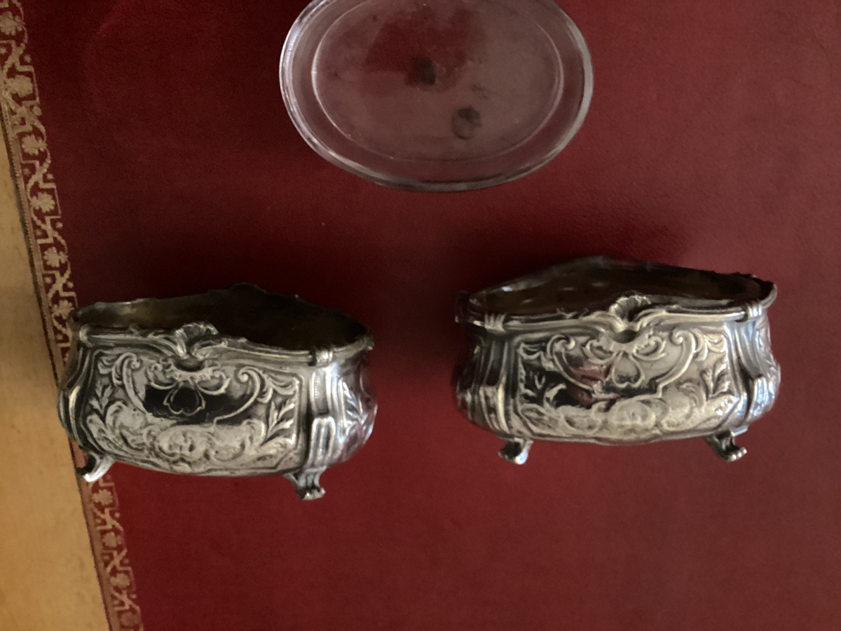 Christofle Pair Of Silver-plated Salt Cellars From The Hotel Ritz, With Their Crystal Interiors -photo-2