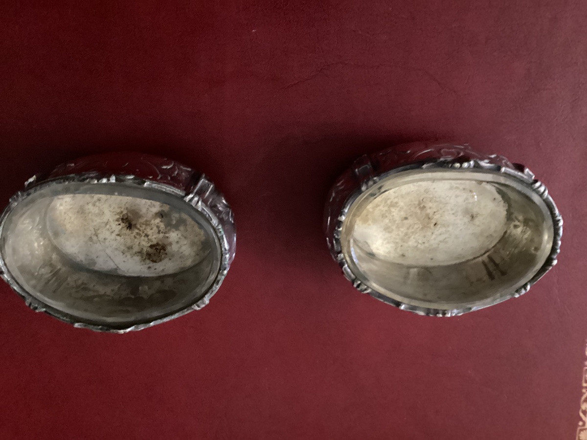 Christofle Pair Of Silver-plated Salt Cellars From The Hotel Ritz, With Their Crystal Interiors -photo-6