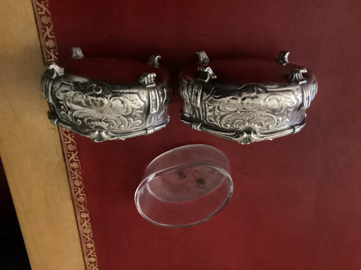 Christofle Pair Of Silver-plated Salt Cellars From The Hotel Ritz, With Their Crystal Interiors -photo-7