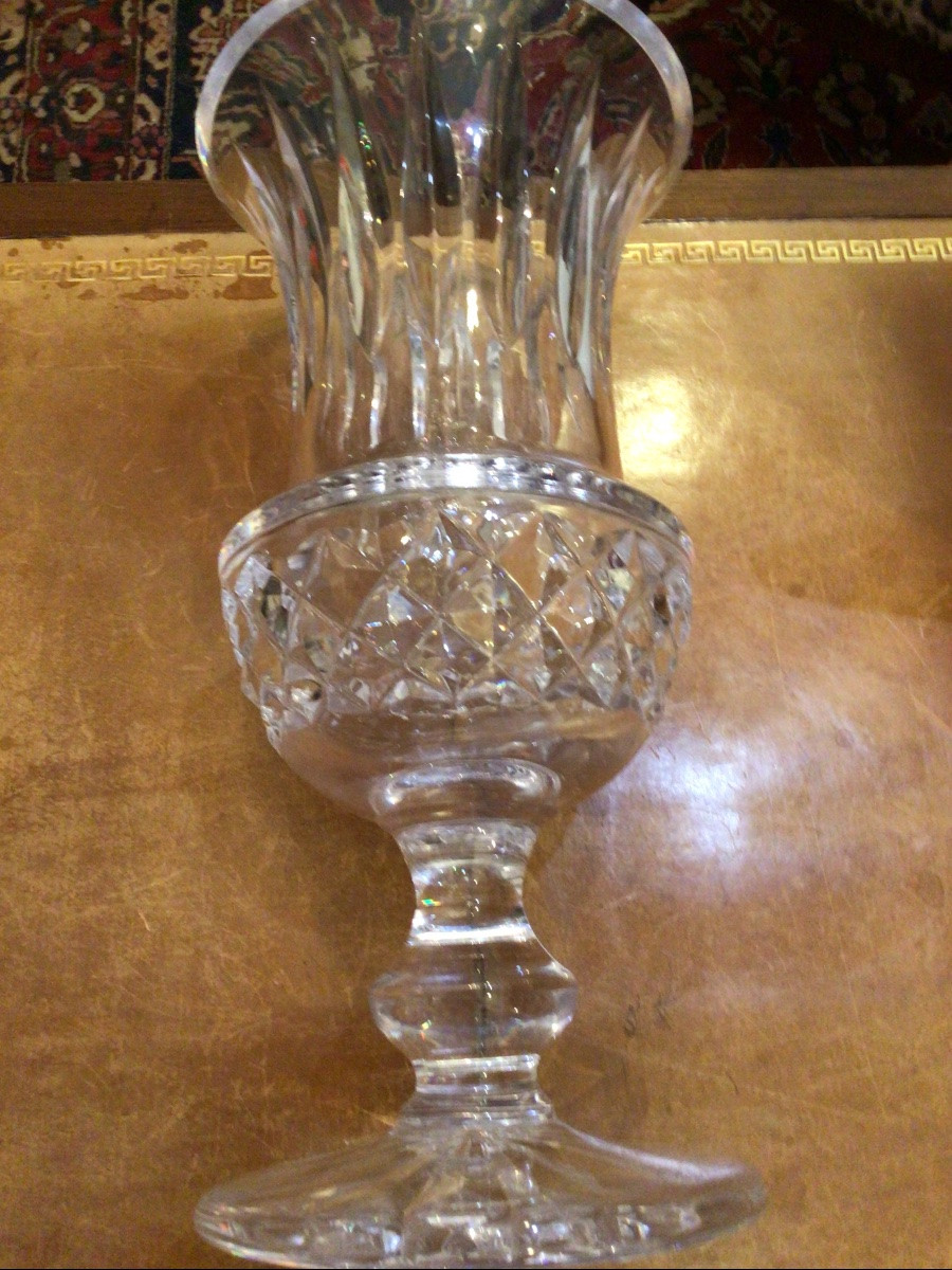 Vase Medicis  en cristal taillé de Sevres  36 cm signé-photo-3